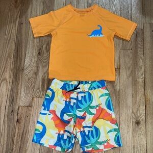 Old Navy Toddler Boy Dinosaur Rash Guard Swim Set